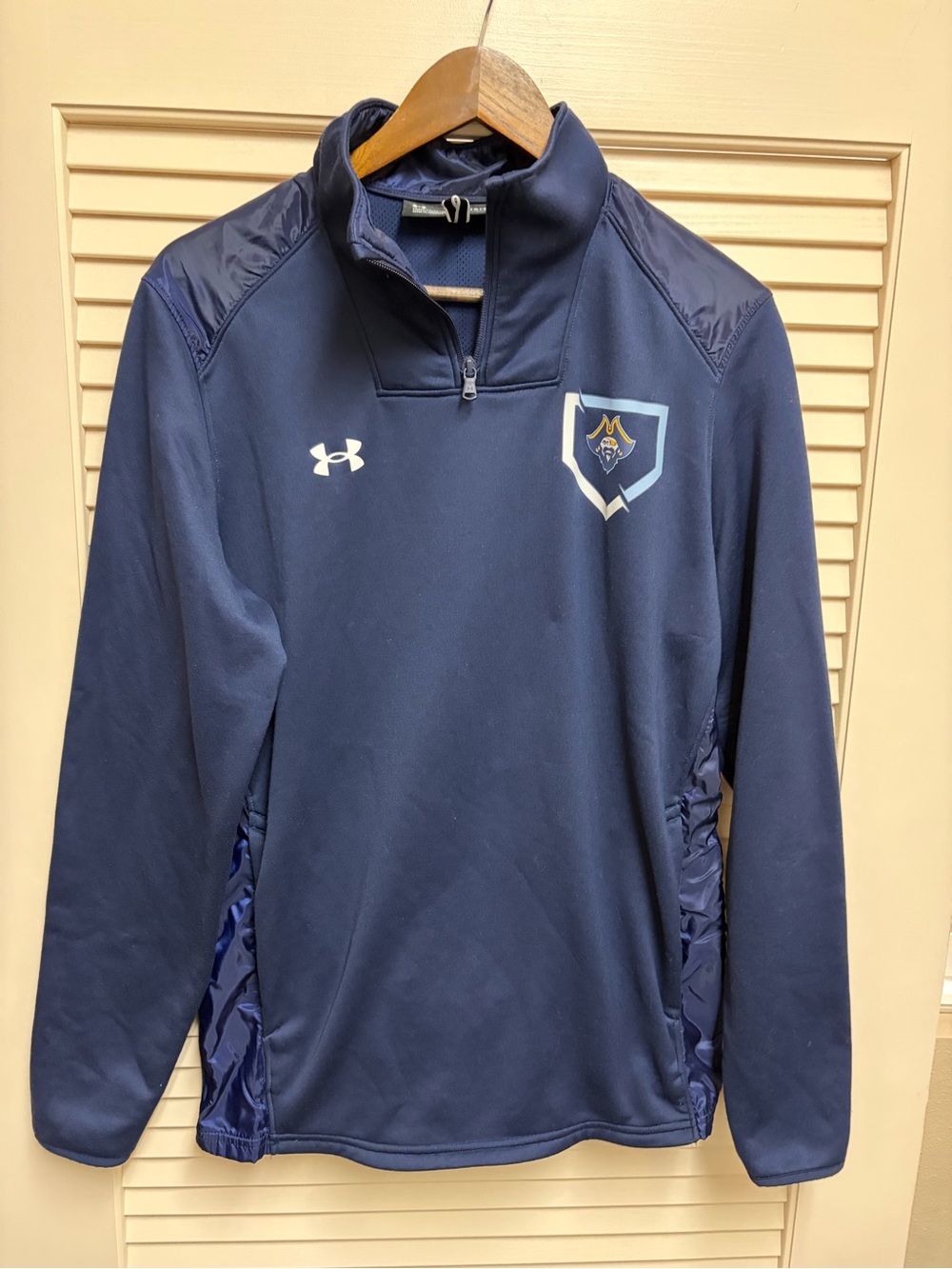 Under Armour 1/4 Zip Pullover Mens L Navy Pirate Performance Jacket Loose Fit